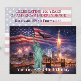 Convite 4 de Julho EUA 250º Estátua da Liberdade Foguete