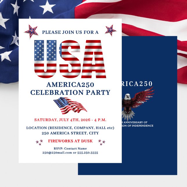 CONVITE 4 DE JULHO FESTA AMERICA250 (JULY 4TH AMERICA250 PARTY INVITATION)