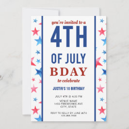 Convite 4 de julho Festas de aniversário Estrelas Patrióti