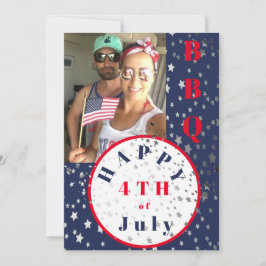 Convite 4 de julho Foto Red White Blue Stars CHURRASCO