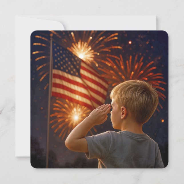 Convite 4 de julho Menino desvalorizando a bandeira (Frente)