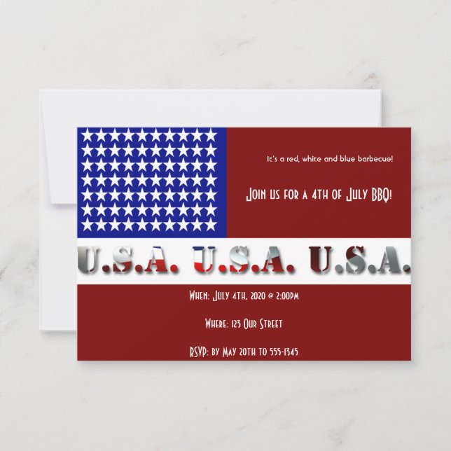 Convite 4 de julho Modern USA Flag Graphic (Frente)