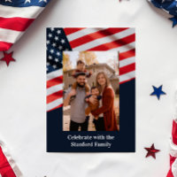 4 de julho Partido Americano Flag com Family Photo