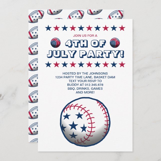 Convite 4 de julho Partido Esportivo (Frente/Verso)