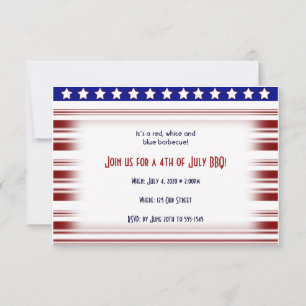 Convite 4 de julho Red White e Blue Candystripe