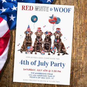Convite 4 de julho, Red White e Woof Patriotic Dogs Party