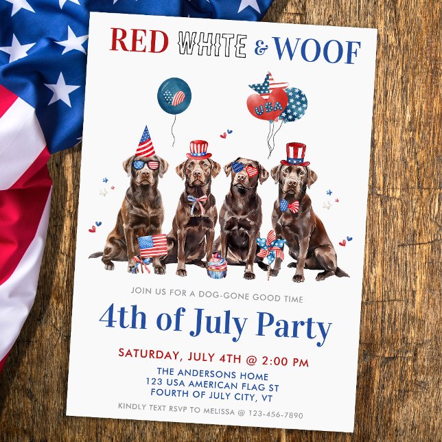 Convite 4 de julho, Red White e Woof Patriotic Dogs Party (Criador carregado)