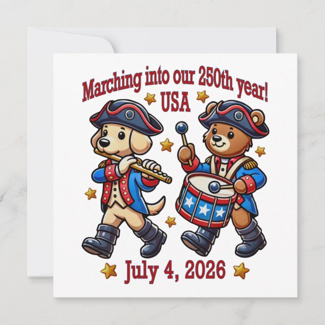 Convite 4 de julho Semiquincentenário do 250º aniversário  (Frente)