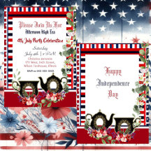 4 de julho Strips Vintage Teapot Tarde Alto Chá