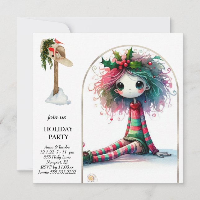 Convite *~* 4 Fantasia, Doce Mulher, Elf Sentada (Frente)