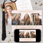 Convite 4 Festa de formatura de Fotografias com Lâmpada Ro<br><div class="desc">Compartilhe a alegria de um segundo grau ou formandos e convide a família e os amigos a celebrarem com convites personalizados de 4 fotos, cor-de-rosa-claro e dourados. Todas as imagens e textos são simples de personalizar e as cores são fáceis de mudar usando a ferramenta design Zazzle. Este modelo é...</div>