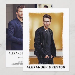 Convite 4 Foto Modelo Ator Comp Card Grunge 5.5x7.5