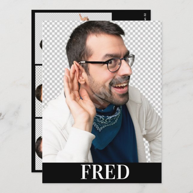 Convite 4 Foto - Modelo da placa Comp Headshot do ator Mal (Frente/Verso)