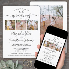 Convite 4 Foto Simples Caligrafia Moderna Casamento Elegan