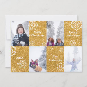 Convite 4 Fotografias Douradas com informações de fundo - 