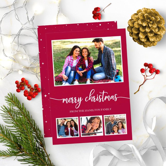 Convite 4 Fotos Colagem Feliz Natal Férias Modernas (Criador carregado)