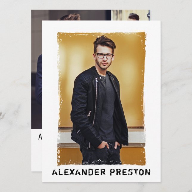 Convite 4 Modelo de Foto - Placa Comp Grunge 5,5x7.5 (Frente/Verso)