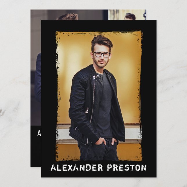 Convite 4 Modelo de Foto - Placa Comp Grunge 5,5x7.5 (Frente/Verso)