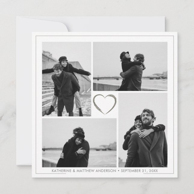 Convite 4 Nome e Data do Aniversário da Colagem de Fotos (Frente)