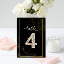 4 Números de Mesa Elegantes Diamante para Impressã