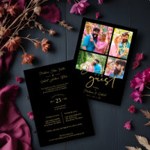 4 photos Fake Golden Black Trendy Collage Wedding