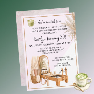 Convite 4 Pilates & Matcha (qualquer idade) Evento de Aniv