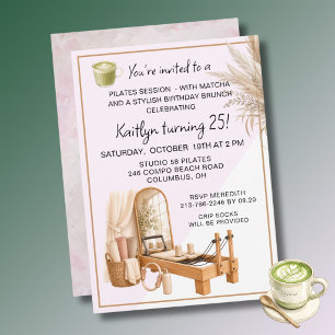 Convite 4 Pilates & Matcha (qualquer idade) Evento de Aniv