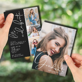 Convite 4 Preto para Graduação de Colagem de Fotos