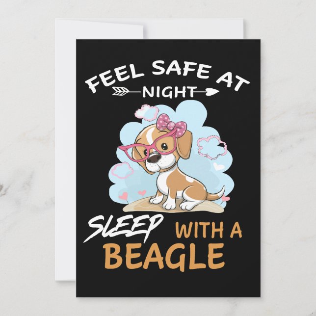 Convite 4 Sinta-se Seguro à Noite Durma Com Um Beagle (Frente)
