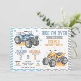 Convite 4 Wheeler Quad Bike ATV Joint Birthday Invitation