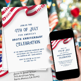 Convite 4th Of July 250th Anniversary Celebration Party
