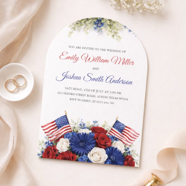 Convite 4th of July American Wedding Arch Invitation (Criador carregado)