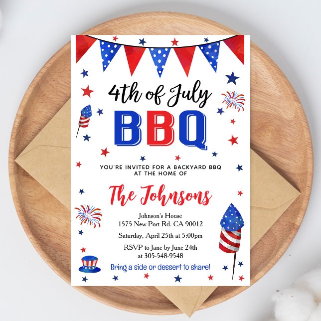 Convite 4th of July Backyard BBQ Invitation (Criador carregado)
