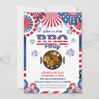Convite 4th Of July BBQ Invitation, Party In USA Invite