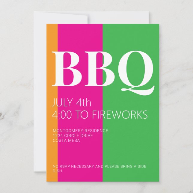 Convite 4th of July BBQ Party Invitation (Frente)