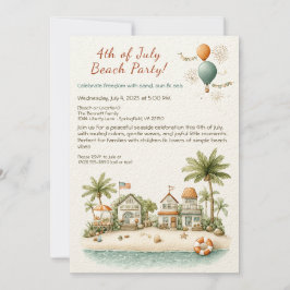Convite 4th of July Beach Party Invitation – Soft Line Art