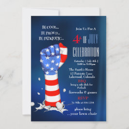 Convite 4th of July Celebration American Flag Fist