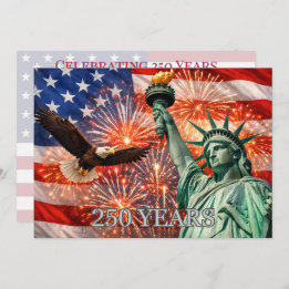 Convite 4th of July Liberty Eagle Fireworks USA 250th