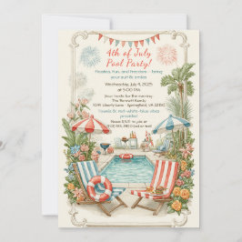 Convite 4th of July Pool Party Invitation – Elegant Line