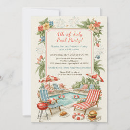 Convite 4th of July Pool Party Invitation – Elegant Line