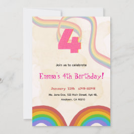 Convite 4th Rainbow Girl Birthday Invitation   