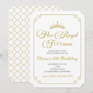 Convite 5º Aniversário da Princesa Dourada Sua Alteza Quin