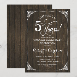 Convite 5º Aniversário de Casamento - Madeira