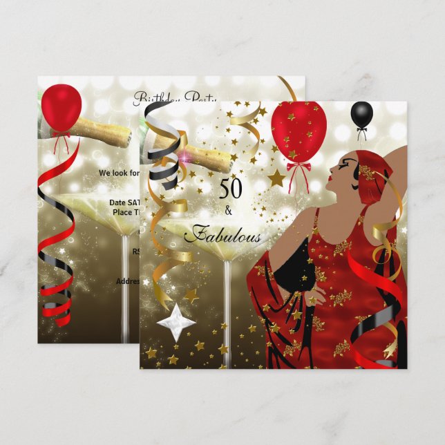 Convite 50ª e Cinquenta Festas de aniversário - Senhora Fa (Frente/Verso)