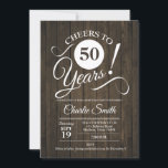 Convite 50ª Festa de aniversário com padrão de madeira<br><div class="desc">50º Convite de aniversário com padrão de madeira. Saúde a 50 anos! Envie-nos uma mensagem se precisar de mais personalização.</div>