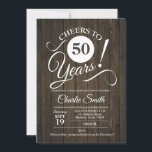 Convite 50ª Festa de aniversário com padrão de madeira<br><div class="desc">50º Convite de aniversário com padrão de madeira. Saúde a 50 anos! Envie-nos uma mensagem se precisar de mais personalização.</div>