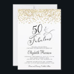 Convite 50ª Festa de aniversário de brilho Dourado<br><div class="desc">Convite de aniversário chic 50th com "50 & Fabuloso" em um script de na moda e uma camada de configuração de falso brilho dourado.</div>