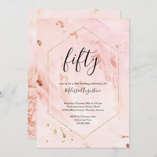 Convite 50ª Festa de aniversário de Rosa Dourada da mulher (Frente/Verso)