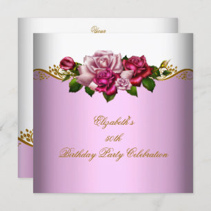Convite 50ª Festa de aniversário de Rosas Rosa Douradas El