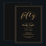 Convite 50ª Festa de aniversário Dourada 50ª<br><div class="desc">Elegante 50º convite de aniversário em um design preto e dourado. Personalize com os detalhes do seu partido.</div>